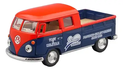 Vw Double Cab Pickup 1963 Kinsmart Escala 1:34 Delivery Azul