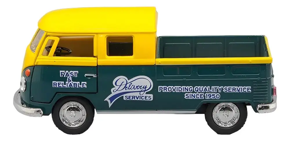 Vw Double Cab Pickup 1963 Kinsmart Escala 1:34 Delivery Verde – foto 2